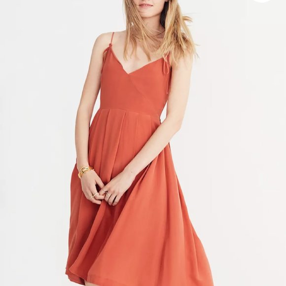 MADEWELL SILK FERN CAMI DRESS TIE STRAP IN TERRACOTTA - Picture 1 of 7